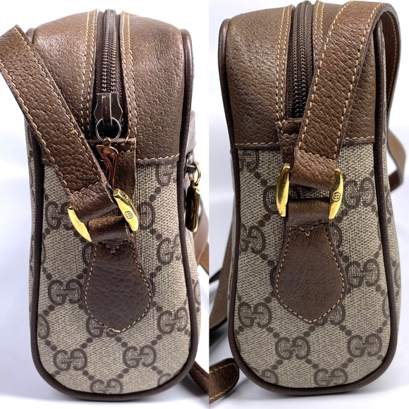 🔴SOLD🔴GUCCI Vintage Sherry Line GG Web PVC Canvas Browns Crossbody Bag - Picture 8 of 16